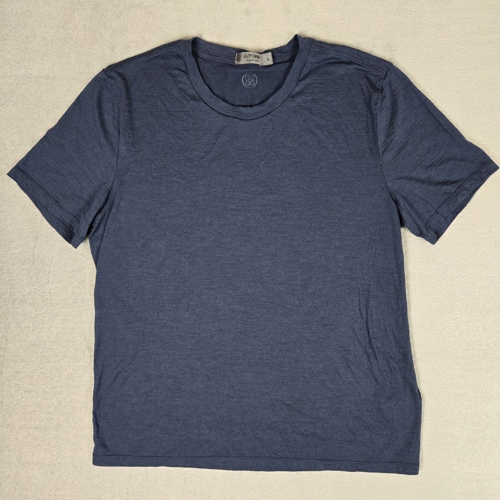 G/Fore T-Shirt Mens Large Tech Performance‎ Merino Wool Blend Blue Short Sleeve